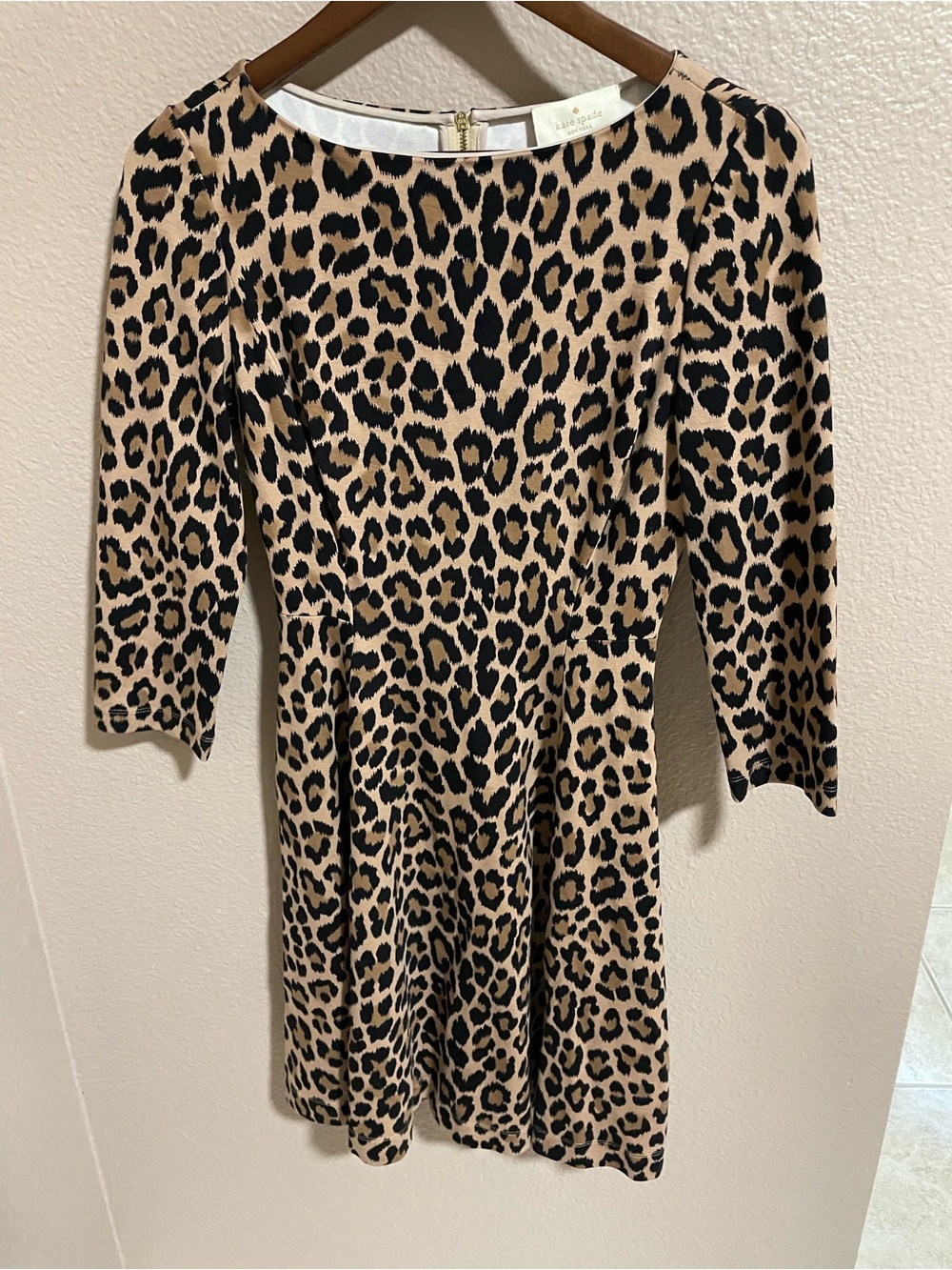 Kate Spade Leopard Print Knit Dress - Black & Tan NWT